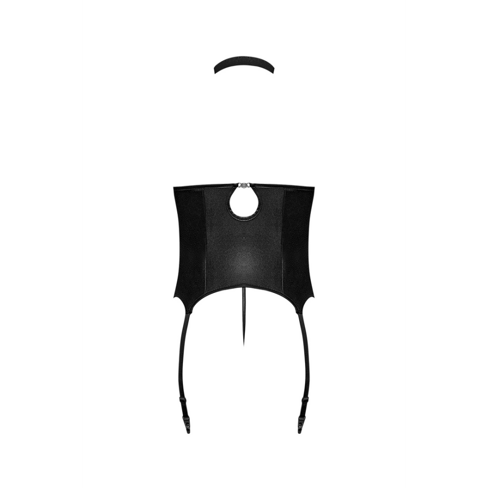 Mistress - Sexy Imitation Leather Corset and G-String with Studs - S/M