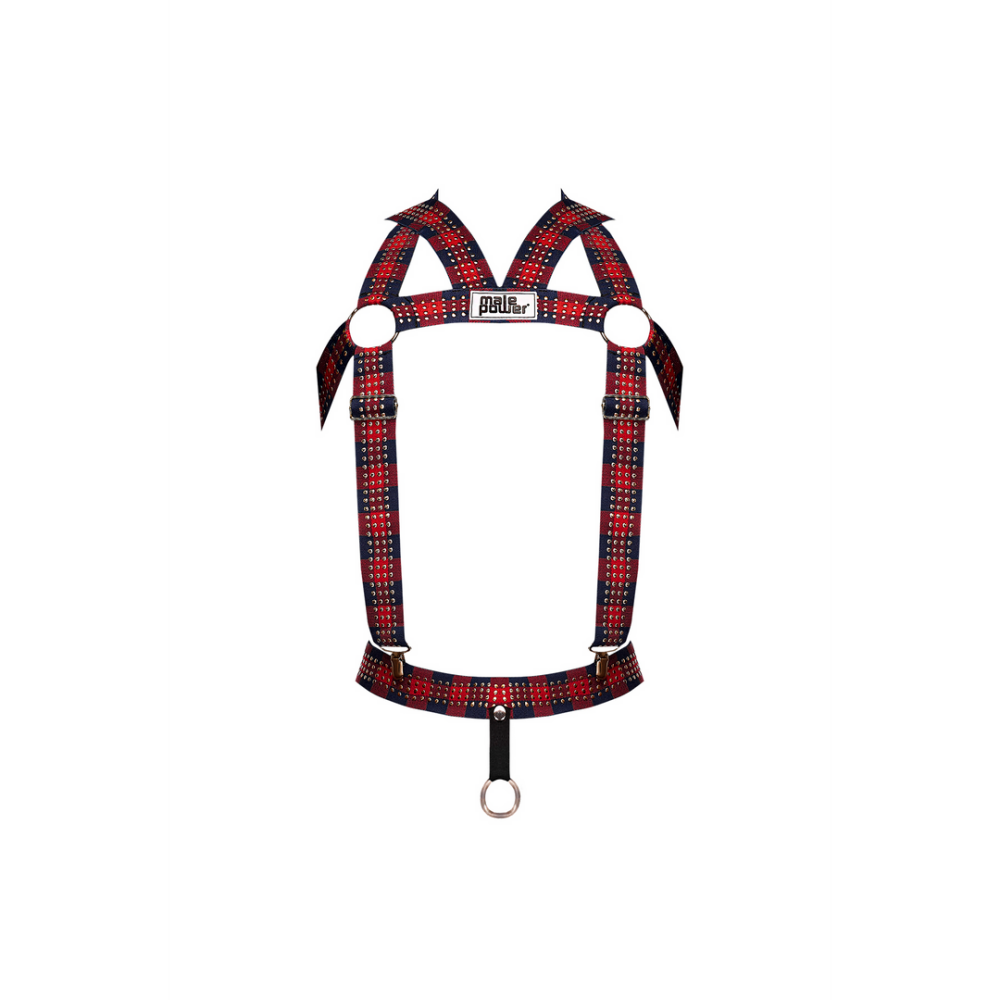 Elastic Harness with Studs - One Size - Red