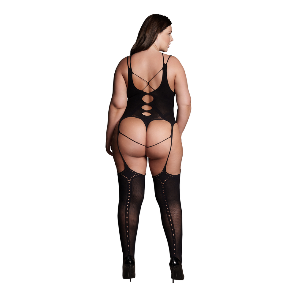 Elara VII - Bodystocking with Open Cups - Plus Size