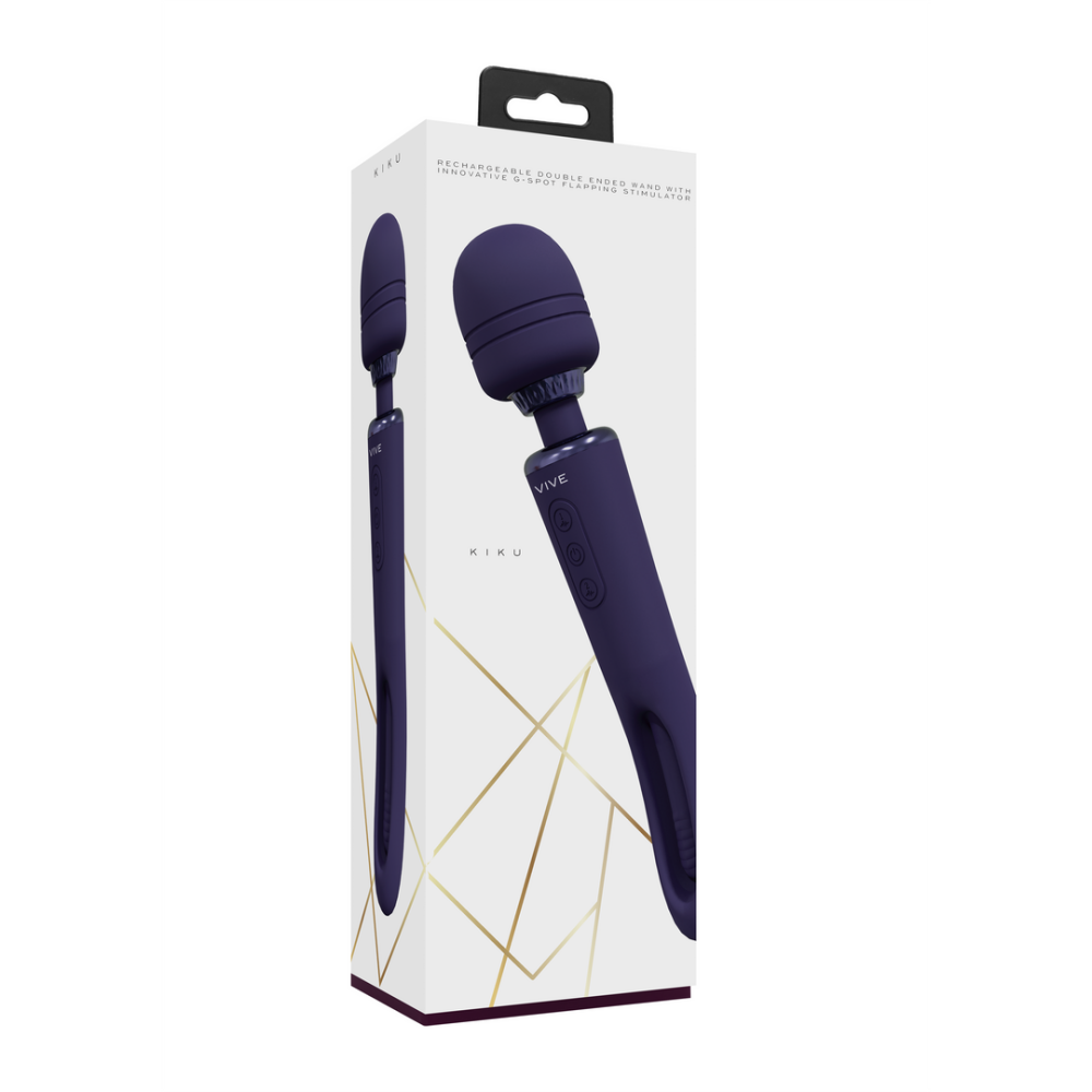 Kiku - Double Ended Wand with Innovative G-Spot Flapping Stimulator - Purple