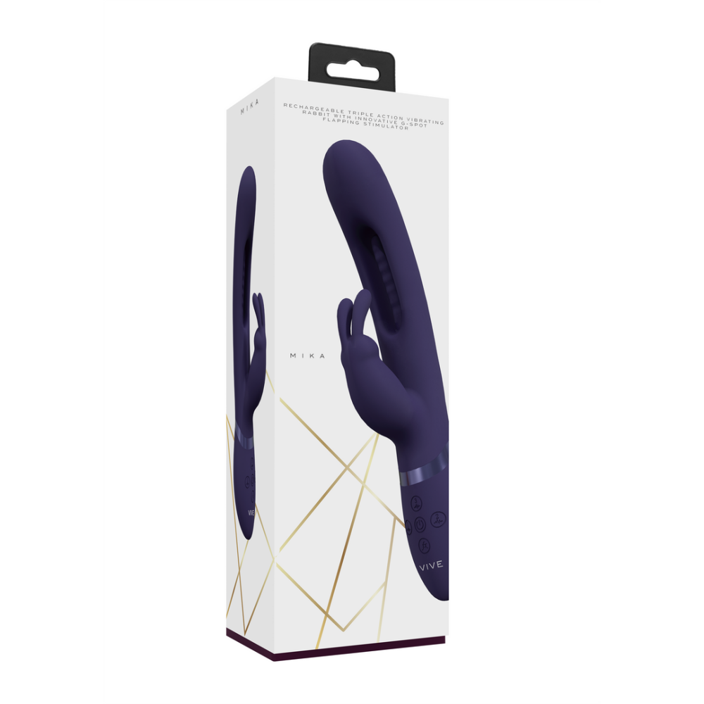 Mika - Triple Motor - Vibrating Rabbit with Innovative G-Spot Flapping Stimulator - Purple