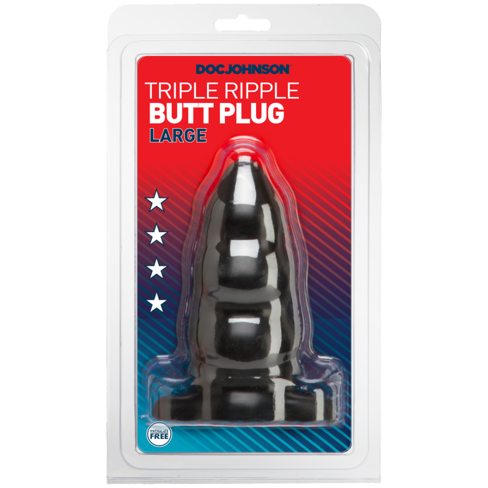 3 Layer Ribbed Butt Plug - Large