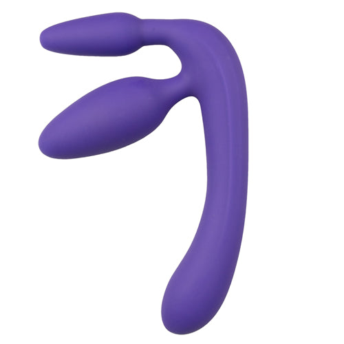 Three Double Strapon Dildo - Purple