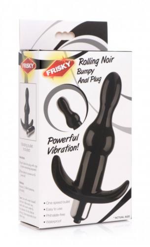 Bubbling Vibrating Anal Plug With Ridges - Black