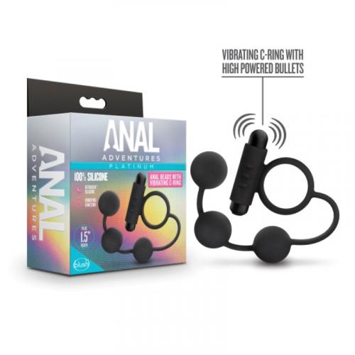 Anal Adventures Platinum - Anal Beads With Vibrating Cock Ring