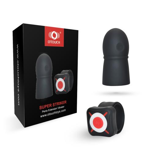 OTOUCH - Super Striker Verlengende Penis Sleeve Met Vibraties - Zwart