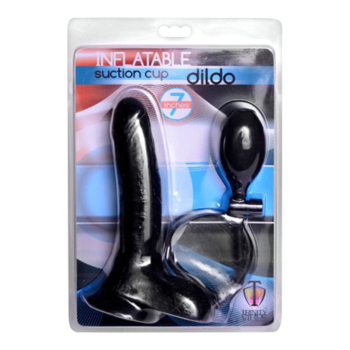 Aufblasbarer Saugnapf-Dildo – Schwarz